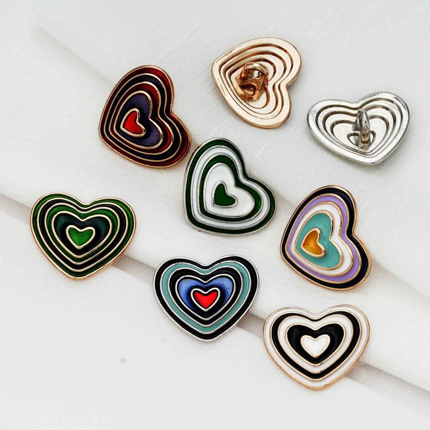 5PCs 18mm/23mm Heart Shape Metal Button in Assorted Colours Shank Style for DIY clothing sewing overcoat blazer jacket cardigan