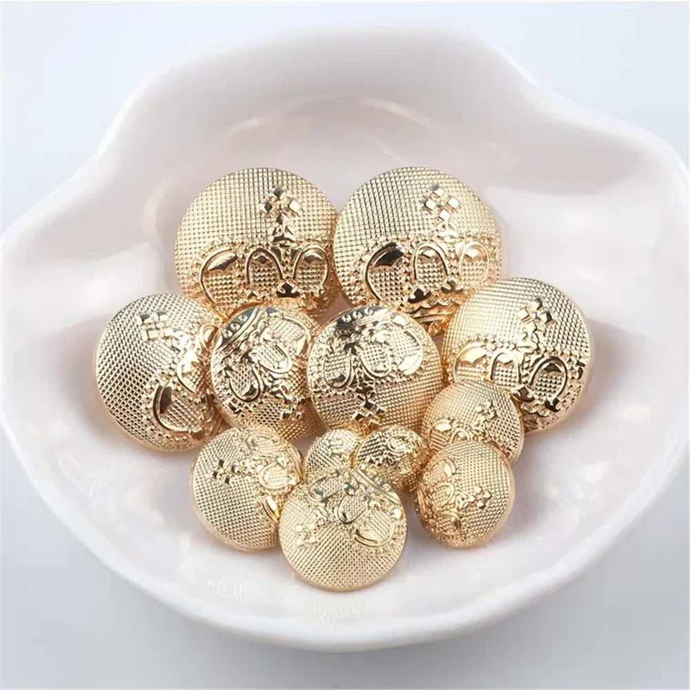 10PCs 11.5mm 15mm 20mm 25mm Gold Crown Design Metal Shank Button #DIY sewing clothing overcoat leather crochet craft button