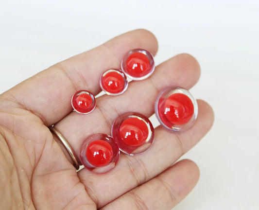 20PCs 10mm/12mm/14mm/16mm/18mm/20mm/24mm Red Pupil with Clear Safety Eyes with washer #DIY plush stuffed amigurumi making - 1 colour