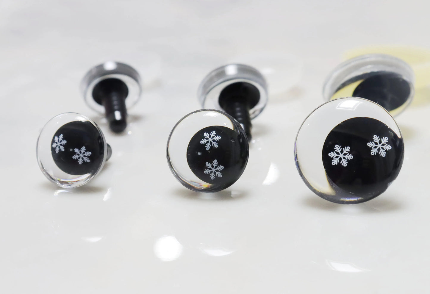 10Pairs Size 18mm 20mm 25mm Clear 3D Funny Safety Style Eyes and Washer + SnowFlake Style Black Pupil Eyes #DIY amigurumi plush stuffed doll toy making