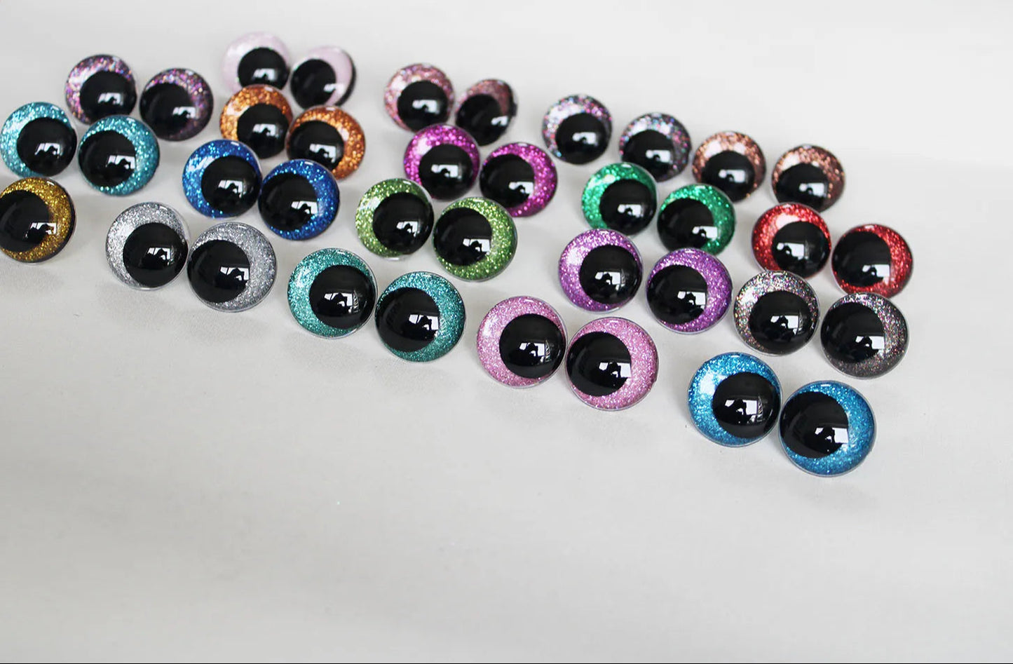 10Pairs Size 12mm-20mm Cartoon Round Glitter Plush Funny Toy Safety Eyes with glitter colour and washer #doll animal plush stuffed crochet amigurumi making