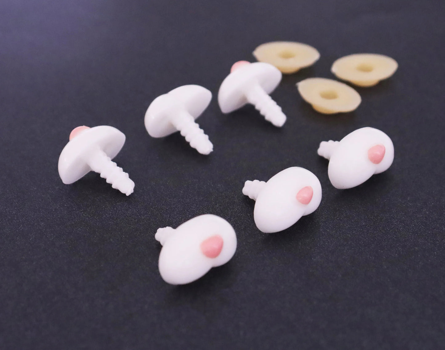12x20mm / 14x24mm Bear Toy White Safety Noses with Tiny Pink Style for Plush Amigurumi Bear, 50PCs