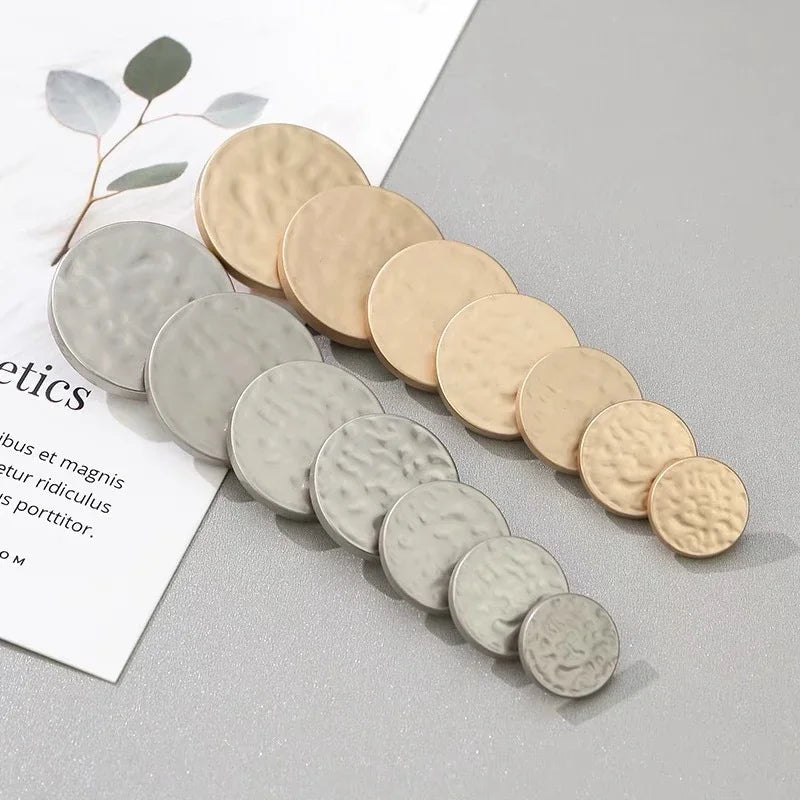 Round Metal Shank Button, Gold/Silver, Size 15mm, 20mm, 25mm, 30mm, 10PCs