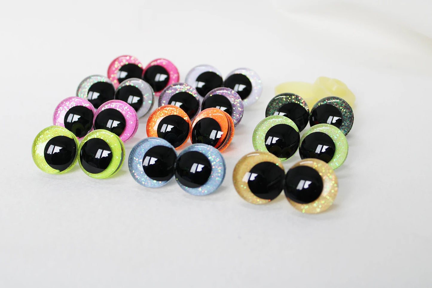 10Pairs Size 12-14-16-18-20-25-30-35-40mm Cartoon 3D Glitter Plush Amigurumi Funny Eyes Safety Eyes Black Pupil Eyes with Washer