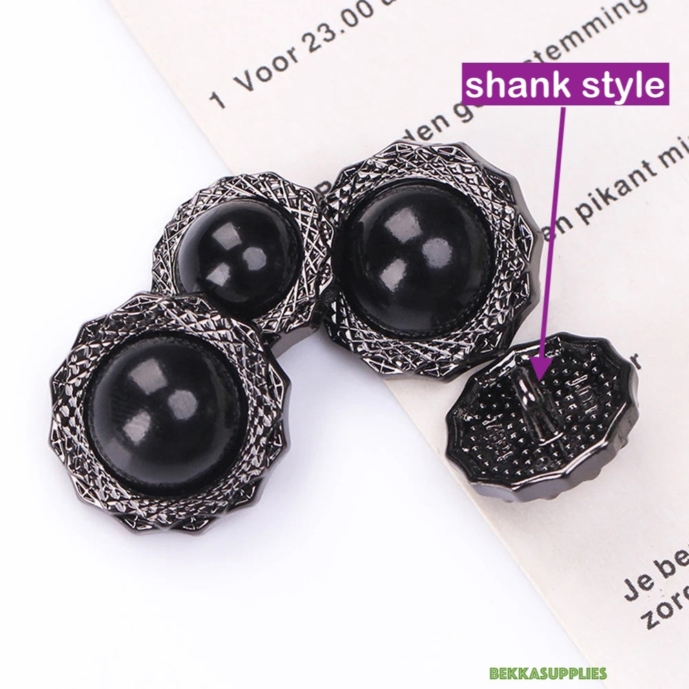 16mm 22mm Black Metal Button with Shank Style Round Black Metal Button