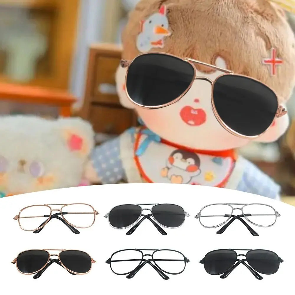 1 PC 9cm Doll Plush Fashion Classic Metal Square Round Frame Glasses #DIY Doll Toy Animal Craft Making Supplies #BJD Blythe American Girls Doll