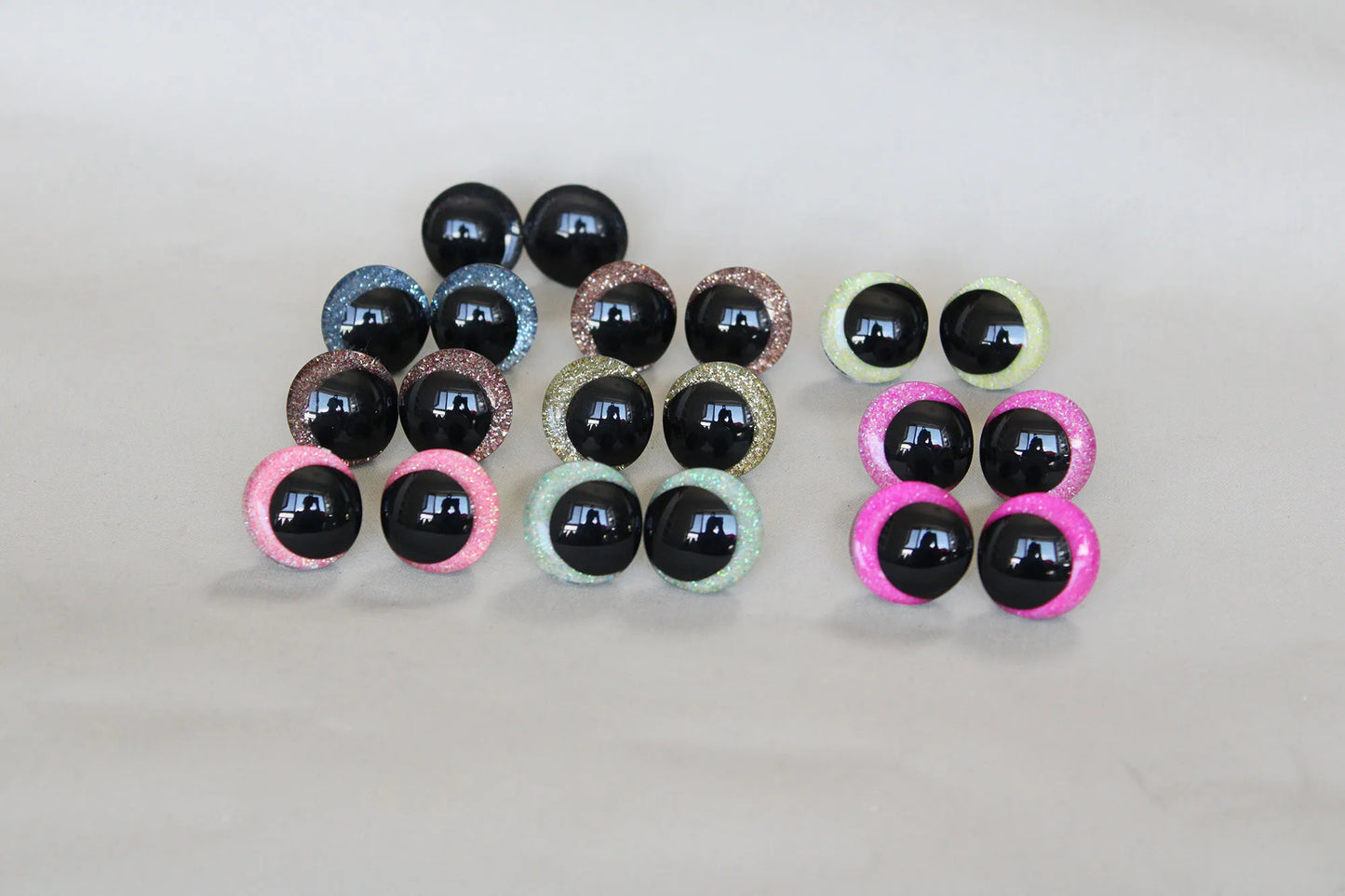 10Pairs Size 12/14/16/18/20/25/30/35mm Cartoon 3D Glitter Funny Style Safety Eyes with glitter colour and washer #DIY Plush Stuffed Amigurumi Doll Toy making