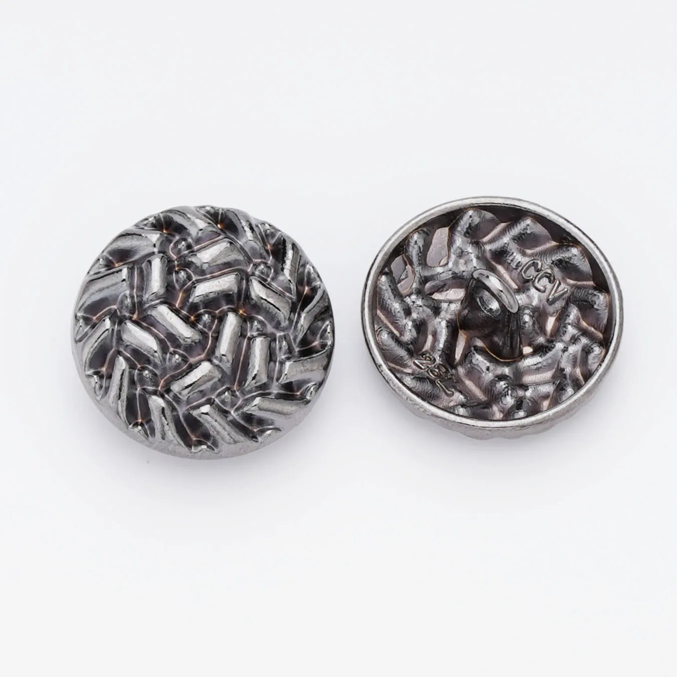 5PCs 15mm 18mm 20mm 23mm 25mm Black Metal Shank Button Irregular Stripe Round Style with 5 sizes option
