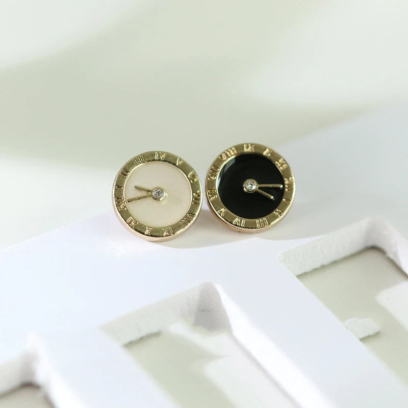 12mm 10PCs Metal Button Clock Pattern Shank Button in Black or White Colour - one size