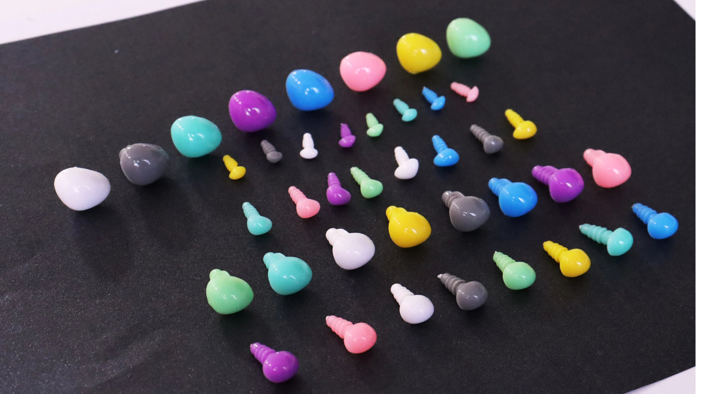 Assorted Sizes Colourful Triangle Safety Noses with Washers for DIY plus amigurumi, 80PCs