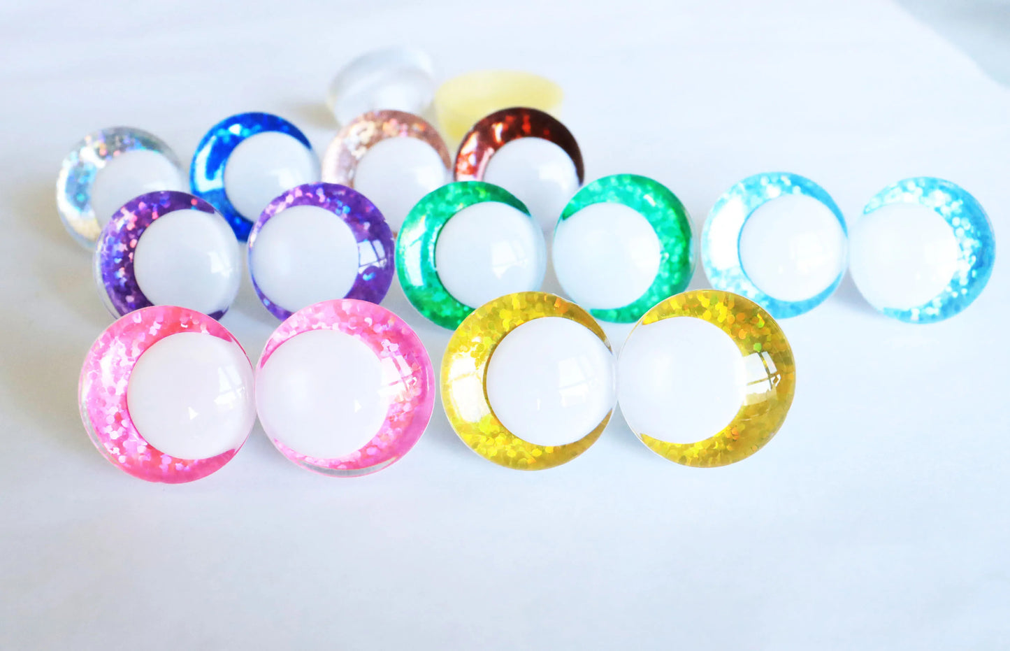 10Pairs Size 14mm-35mm Cartoon 3D Funny Style Safety Eyes with White Pupil Eyes, 11 kinds Glitter Colours & Washers #DIY amigurumi plush making