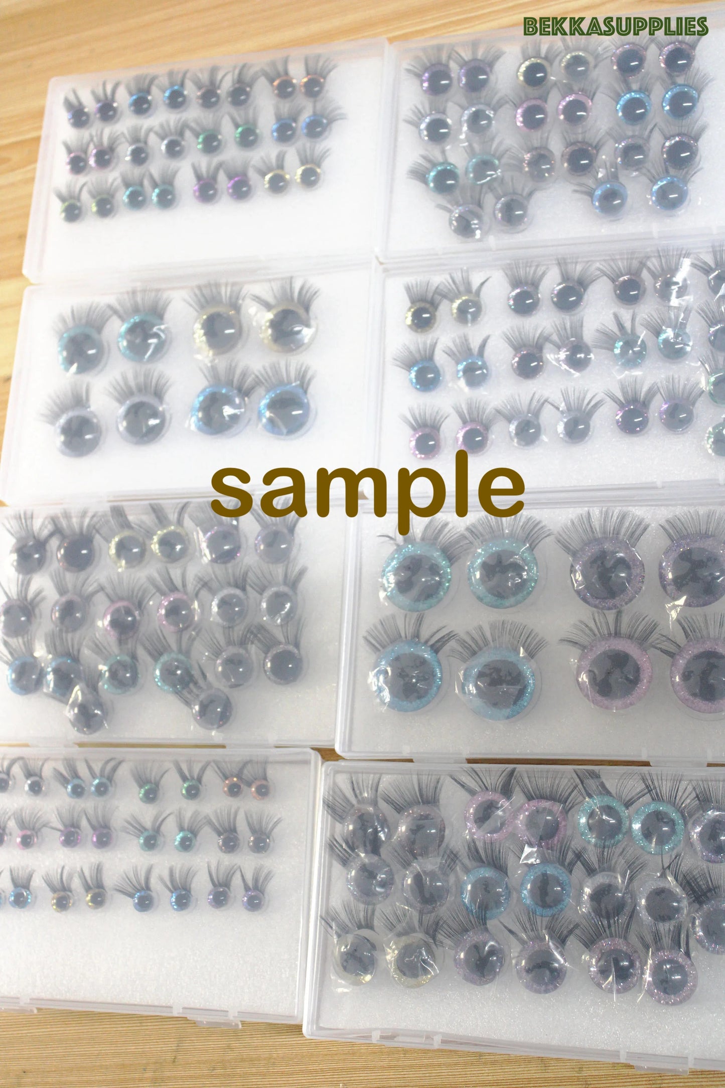 1 box of 12mm/18mm/20mm/25mm/30mm Glitter Colour Safety Eyes with Eyelashes Series and Washers #DIY amigirumi plush stuffed making - colour option selection
