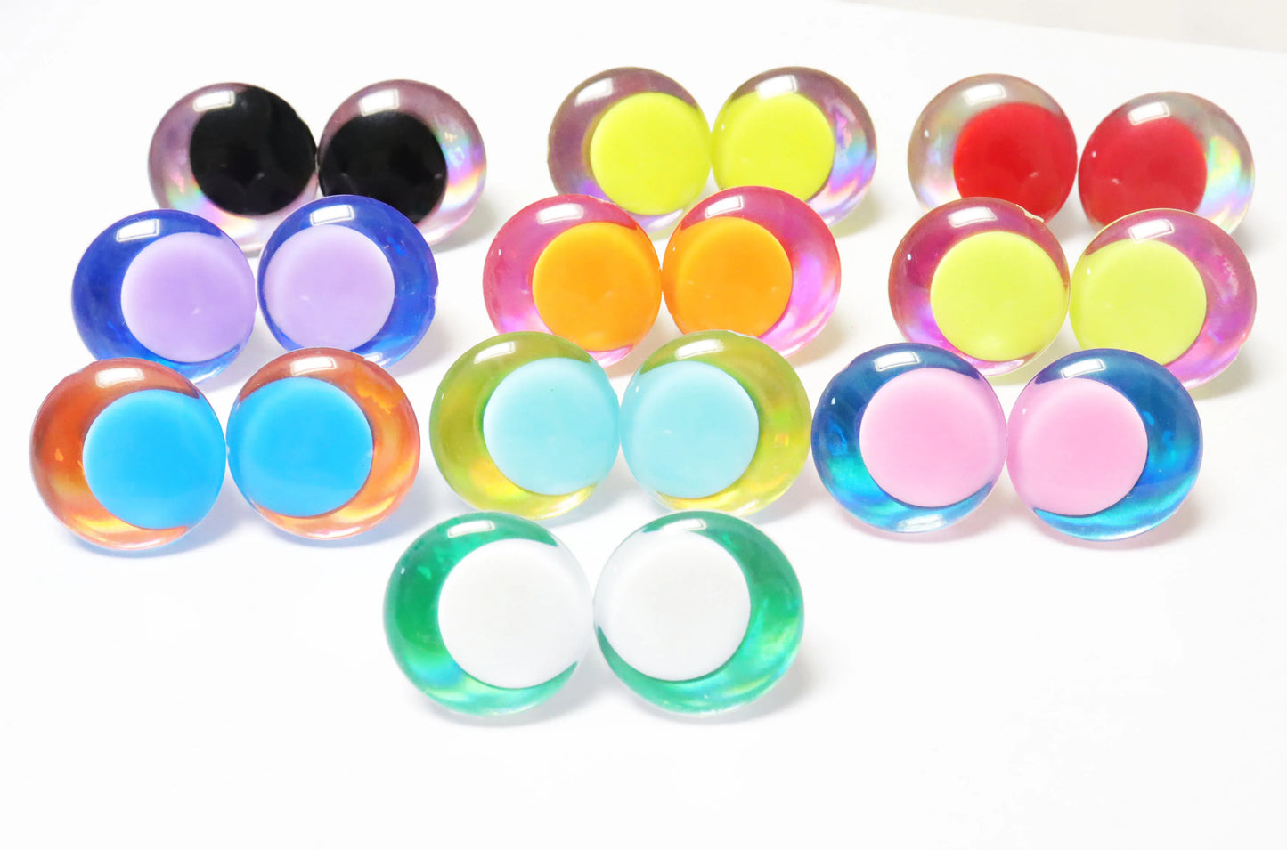 10Pairs Size 25mm 30mm Mix Colour Style of 10 Colour Pupil Safety Eyes 3D Funny Eyes with 10 Glitter Colour & Washer #DIY amigurumi plush making