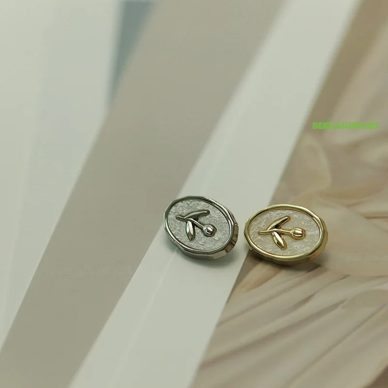 10pcs 18mm/23mm Oval Shape Tulip Flower Design Metal Shank Button