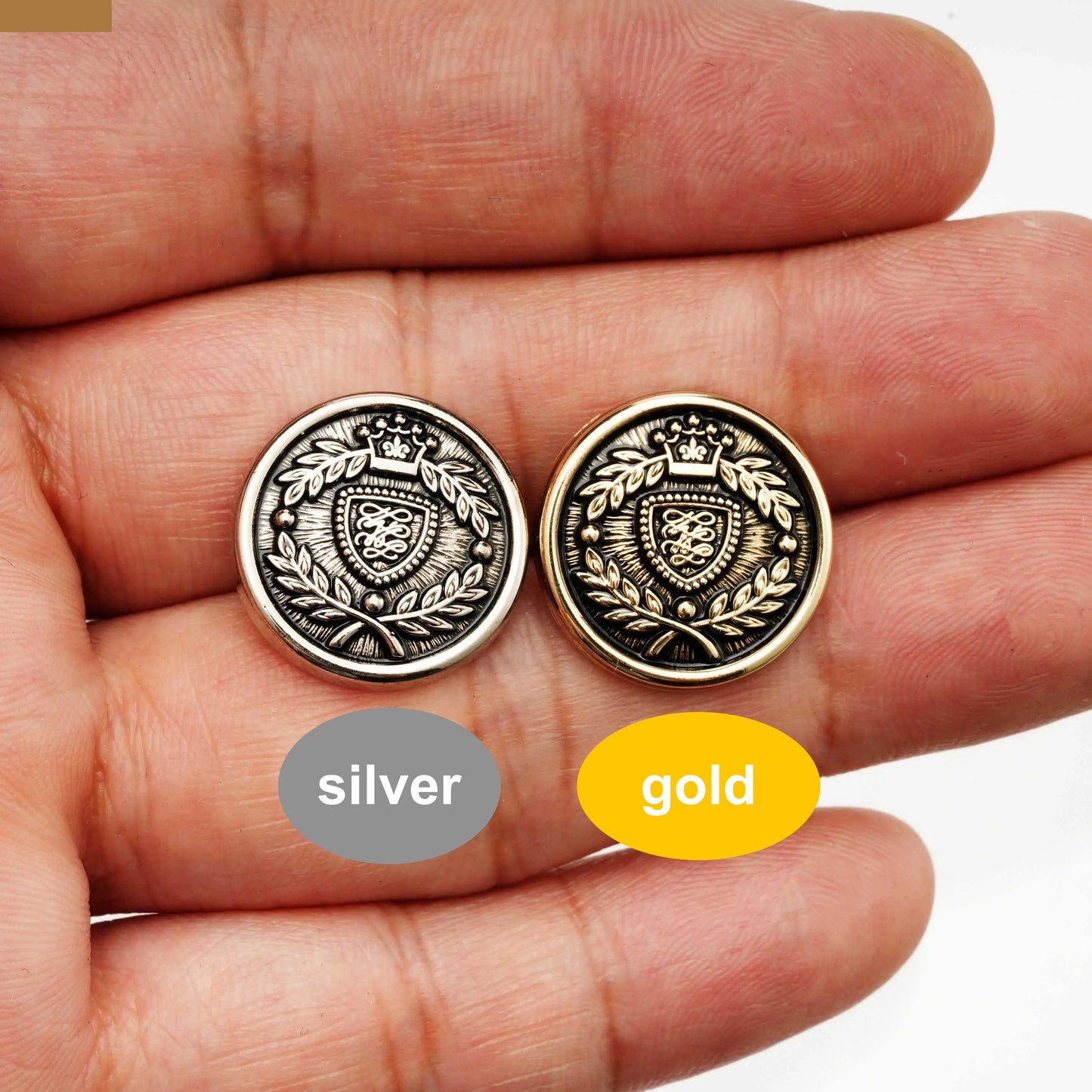 10PCs 15mm 18mm 20mm 23mm Vintage Round Metal Shank Button in Gold or Silver Style