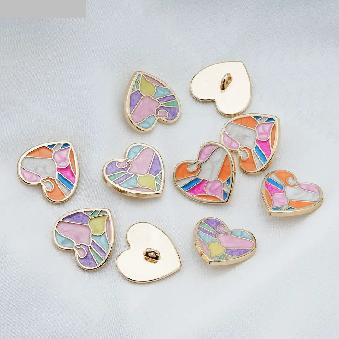 20mm 5PCs Colourful Heart Metal Button in Two Different Tone Metal Shank Buttons