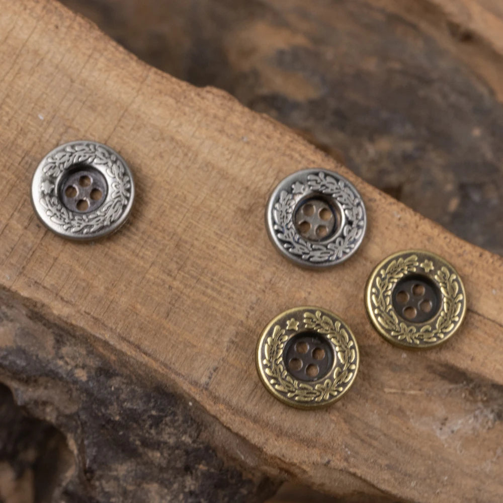 11.5mm 15mm 20mm 10PCs Round Metal Button in Bronze Silver Style 4-Hole Flat Back Buttons