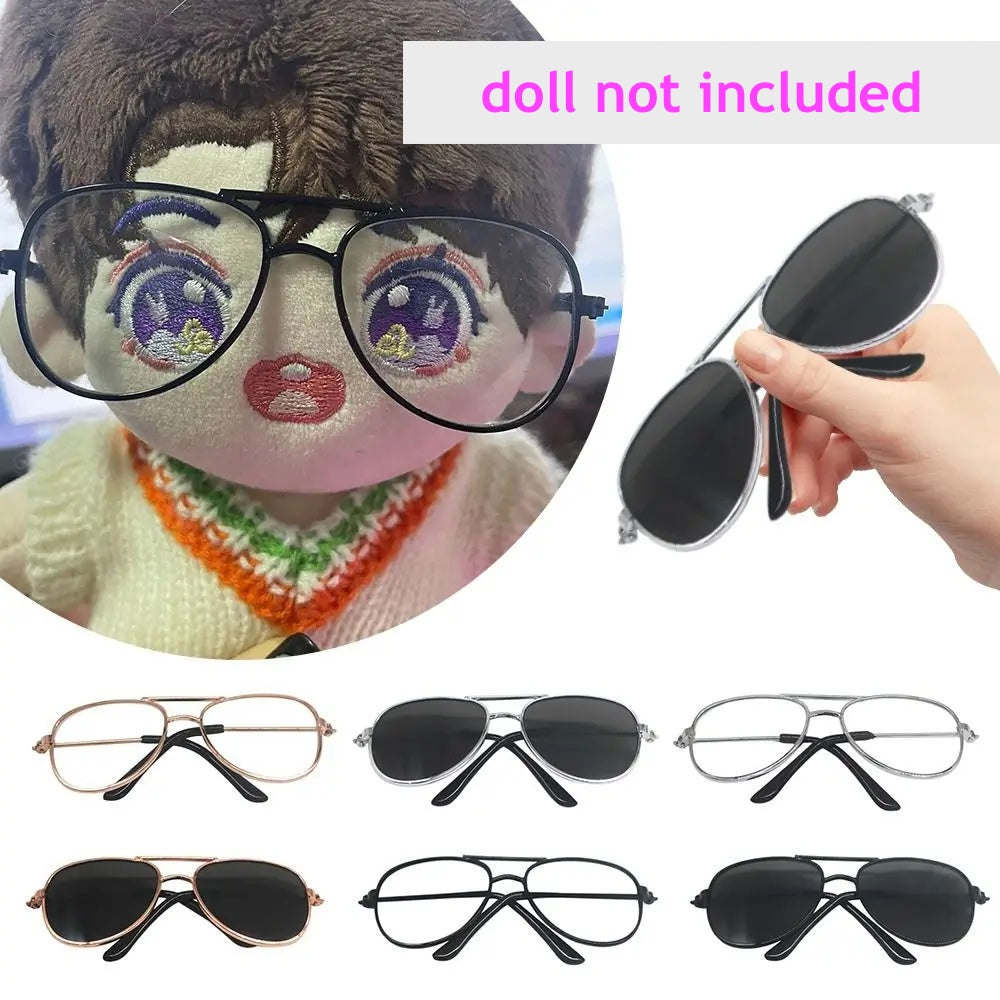 1 PC 9cm Doll Plush Fashion Classic Metal Square Round Frame Glasses #DIY Doll Toy Animal Craft Making Supplies #BJD Blythe American Girls Doll