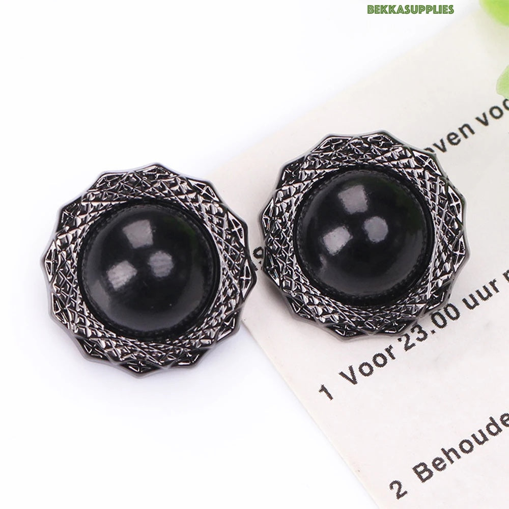 16mm 22mm Black Metal Button with Shank Style Round Black Metal Button