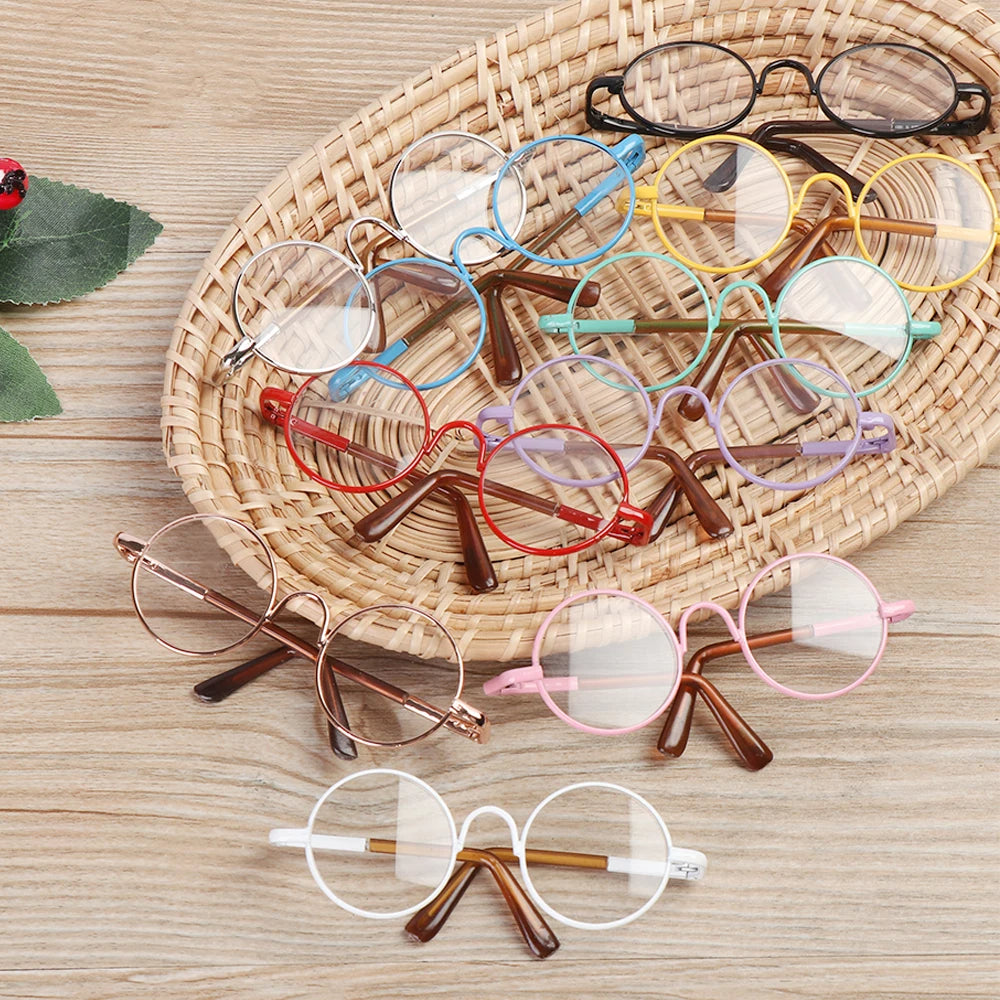 1 PC - 18inch Fashion Doll Eye Glasses Round-Shaped Colourful Glasses #Toy Crochet DIY Doll Craft Making #Blyth Doll - Size: 8cm