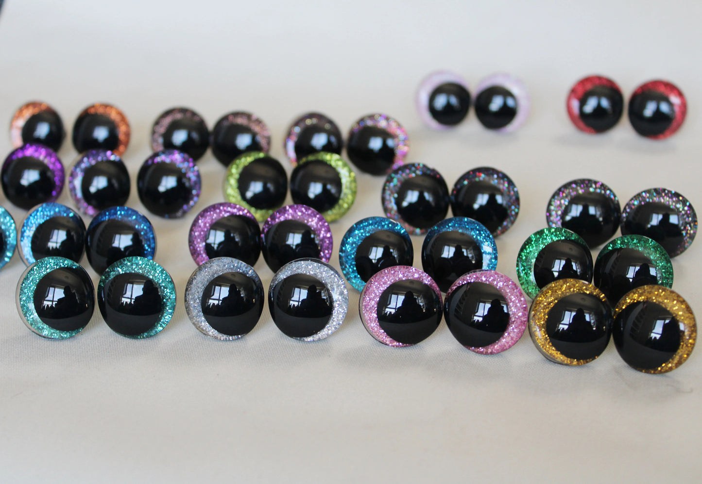 10Pairs Size 25mm 30mm 35mm 40mm Cartoon 3D Glitter Plush Funny Safety Eyes with washer and glitter colours #DIY Amigurumi Plush making