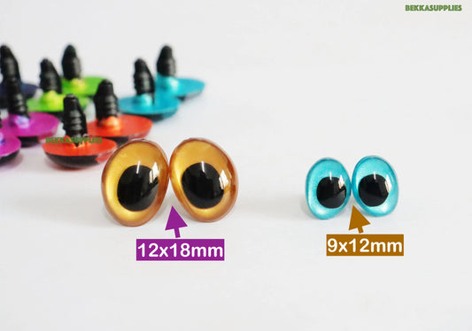 10Pairs Size 9x12mm 13x18mm Mix Colour Style Oval Shape Safety Eyes Painted Eyes with Washer #DIY amigurumi plush stuffed doll toy making