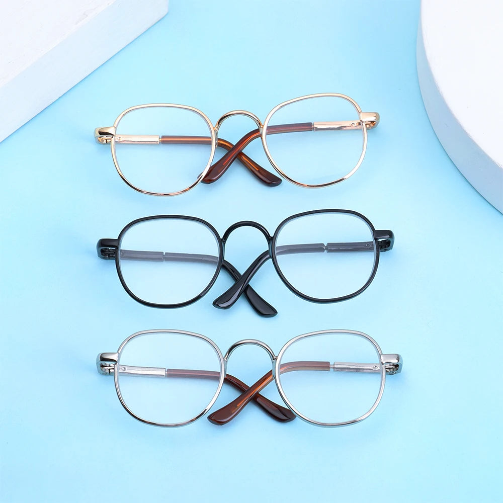 1 PC 8cm - Doll Fashion Classic Metal Frame Glasses #DIY Toy Animal Doll Craft Making #BJD Blyth American Girls Doll--1 size