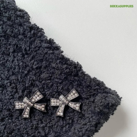 25mm 10Pieces Bow Ribbon Style in Gold and Silver Metal Shank Rhinestone Button