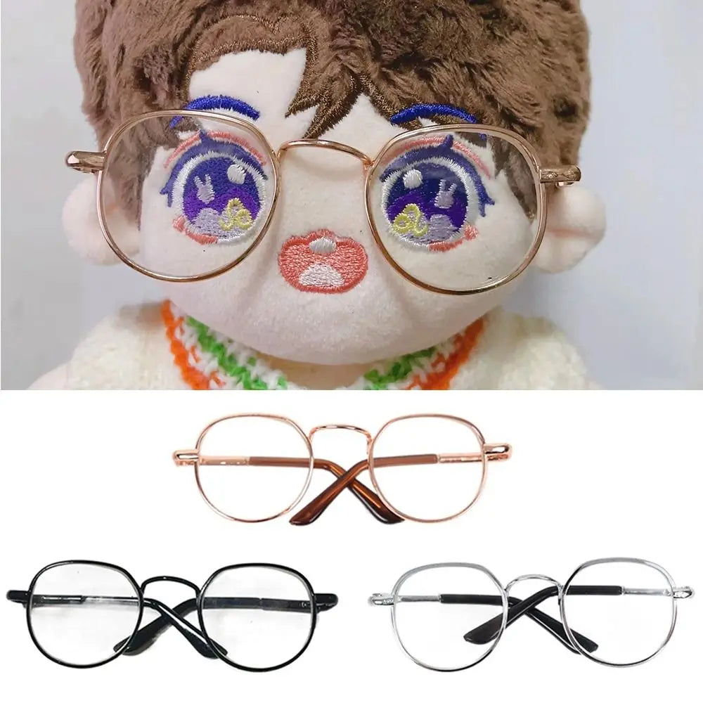 1 Piece 8.2cm Toy Doll Almost Round Metal Frame Eyeglasses in #DIY Plush Doll BJD Blyth American Girls Doll