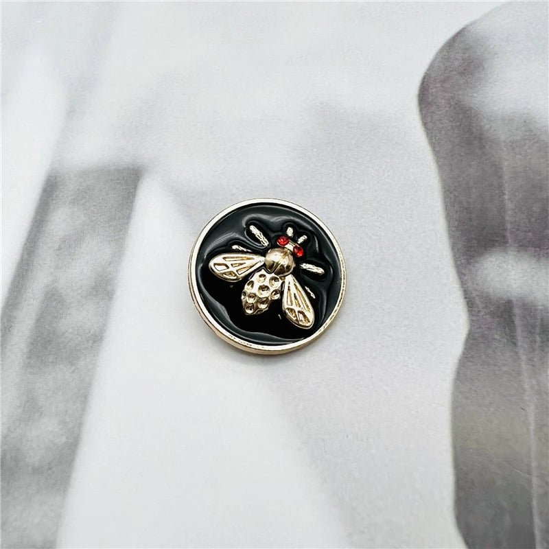 10PCs 20mm 25mm Silver/Gold/Black Bee Design Round Metal Shank Button