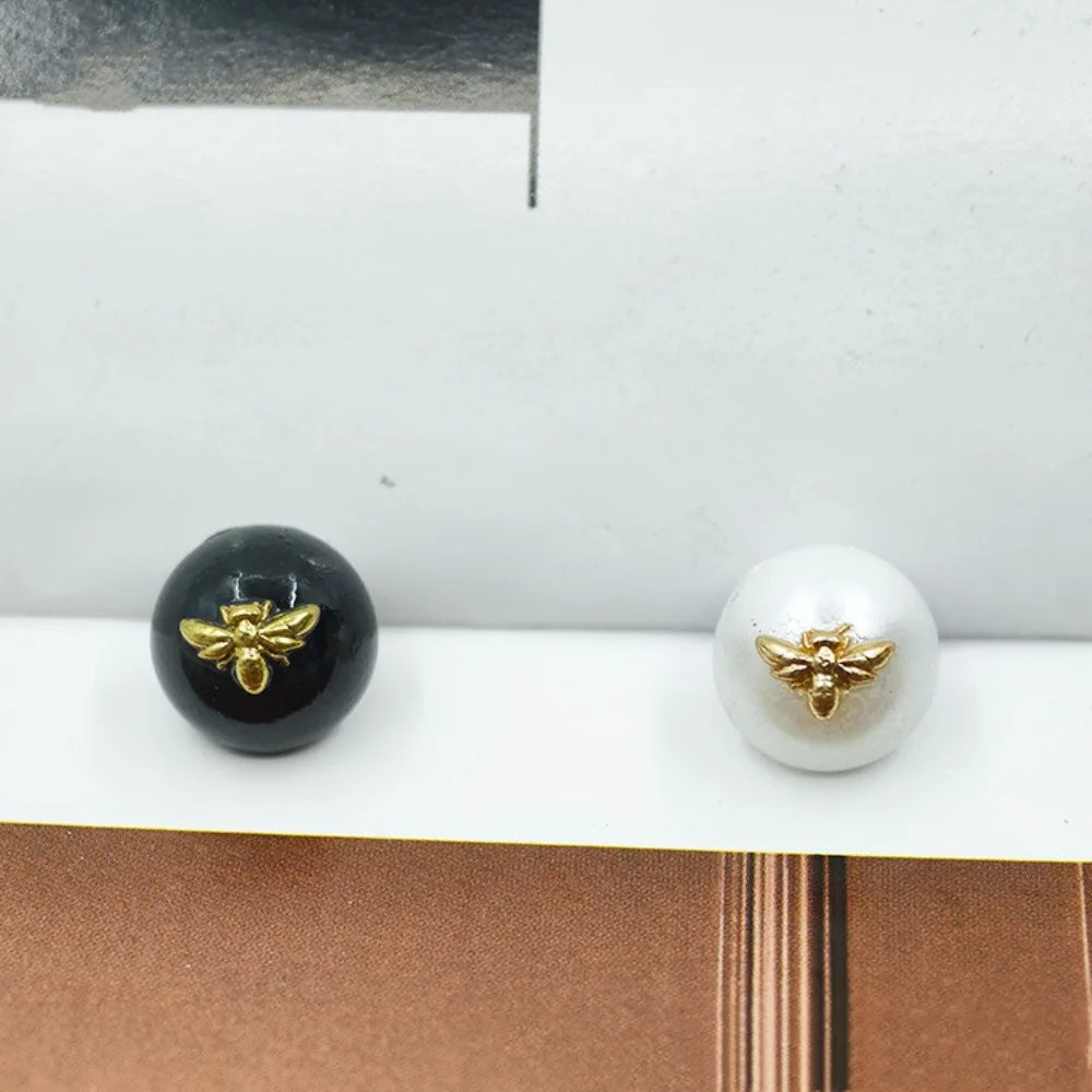 11mm 10PCs Bee Pattern Metal Shank Pearl Style Button in Pearl White and Black Colour option for DIY clothing overcoat jacket blazer coat