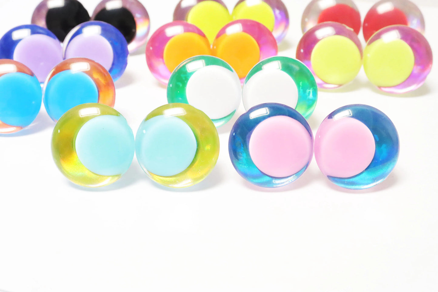 10Pairs Size 25mm 30mm Mix Colour Style of 10 Colour Pupil Safety Eyes 3D Funny Eyes with 10 Glitter Colour & Washer #DIY amigurumi plush making