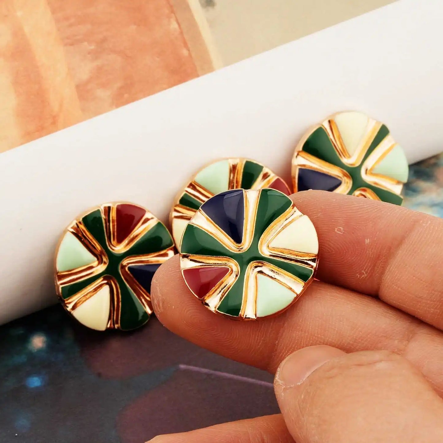 5PCs 25mm Round Colourful Metal Shank Style Button #DIY overcoat clothing needlework blazer jacket coat cardigan buttons