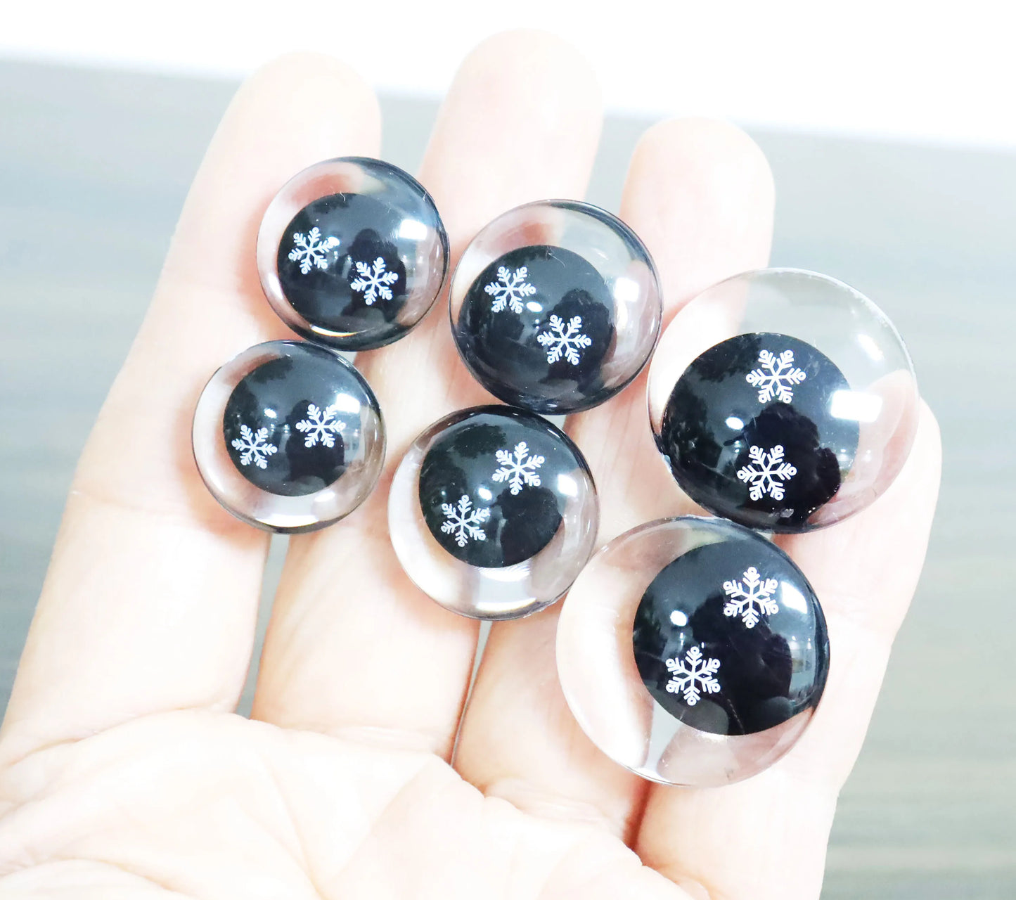 10Pairs Size 18mm 20mm 25mm Clear 3D Funny Safety Style Eyes and Washer + SnowFlake Style Black Pupil Eyes #DIY amigurumi plush stuffed doll toy making