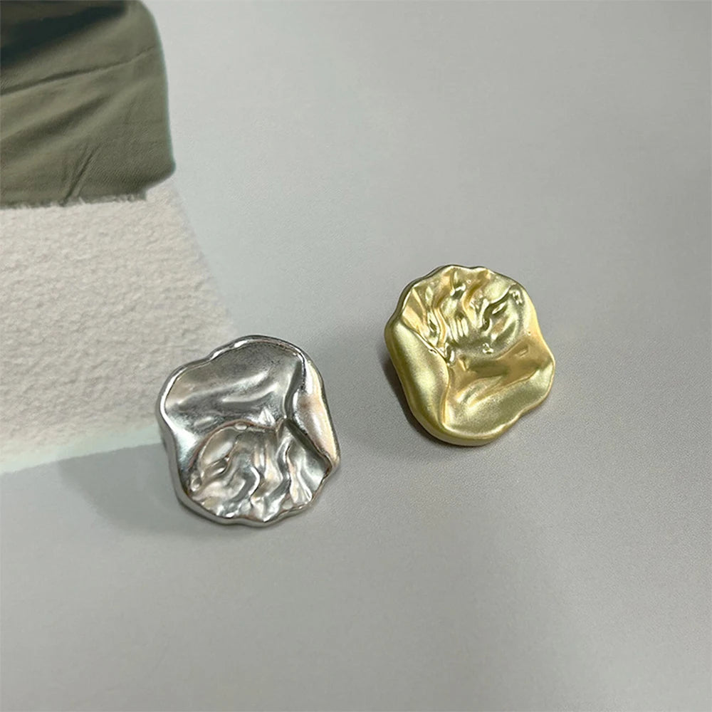 10PCs 18mm/25mm/36mm Metal Button in Irregular Curve Crinkly Style Shank Button