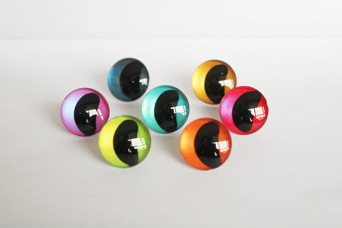 30PCs Size 16mm-30mm Colourful Safety Eyes Black Pupil Funny Shape Painted 3D Eyes & Washer #DIY amigurumi plush stuffed doll animal making