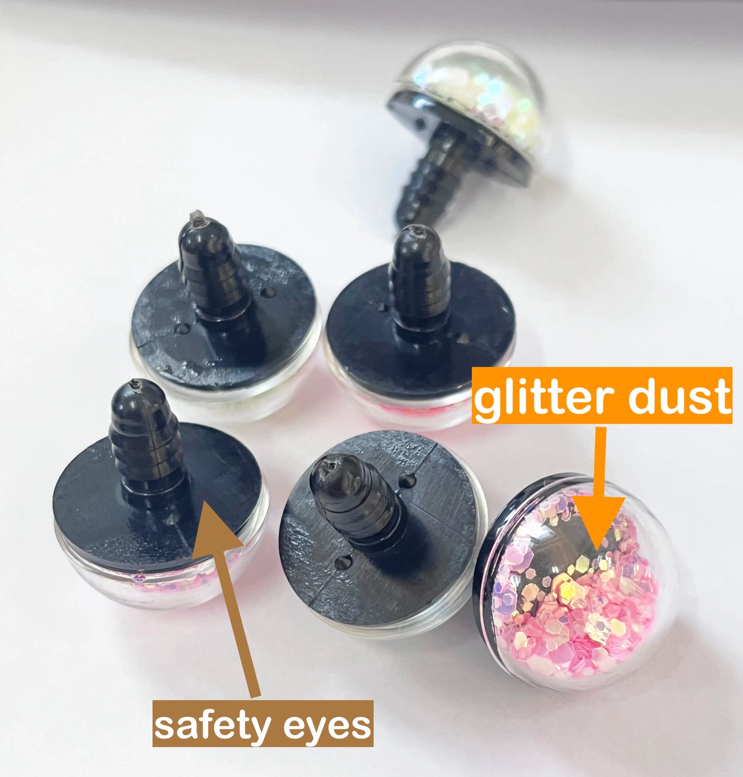 10Pairs Size 18mm 23mm Tiny Glitters Sparkling Eye Safety Eyes & Glitters Glow in the Dark with Washers #DIY amigurumi plush stuffed making