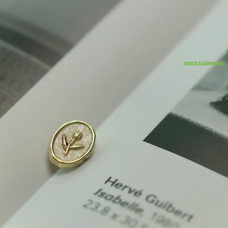 10pcs 18mm/23mm Oval Shape Tulip Flower Design Metal Shank Button