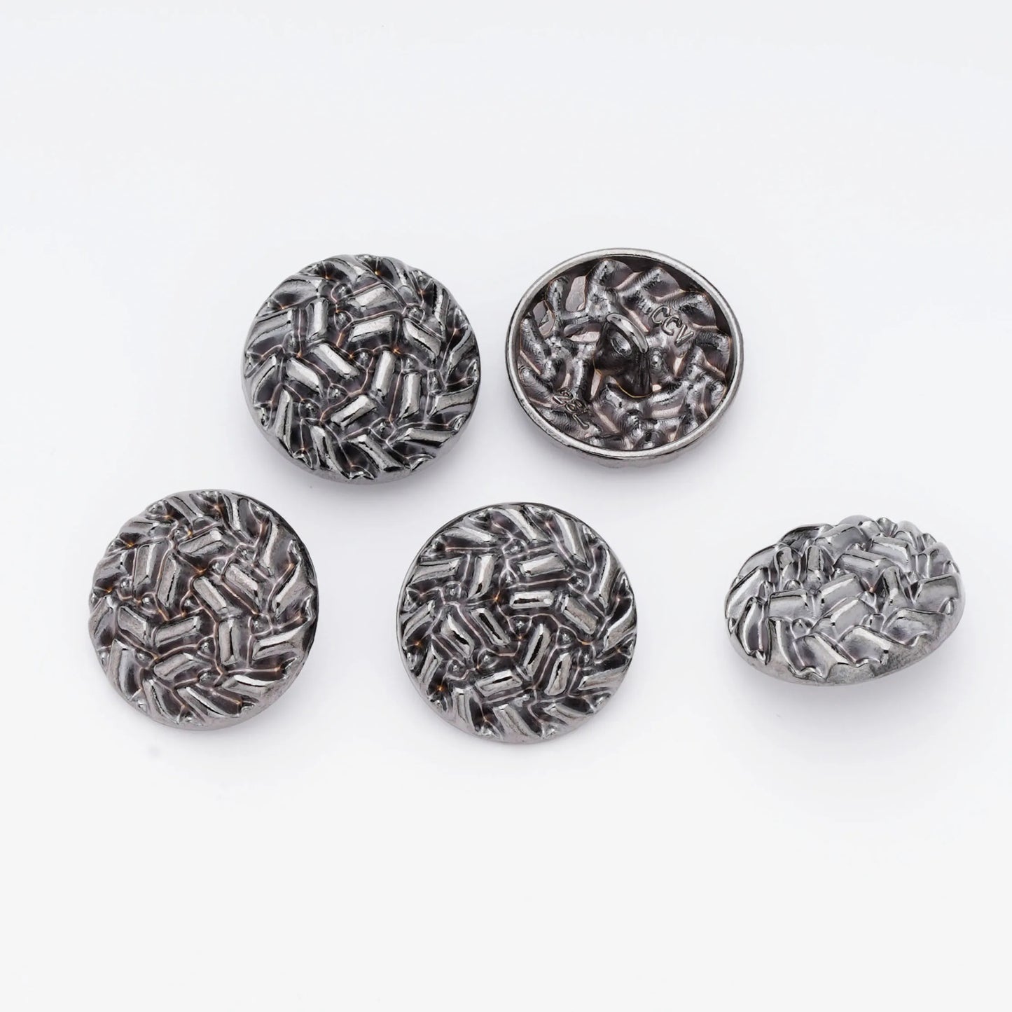5PCs 15mm 18mm 20mm 23mm 25mm Black Metal Shank Button Irregular Stripe Round Style with 5 sizes option