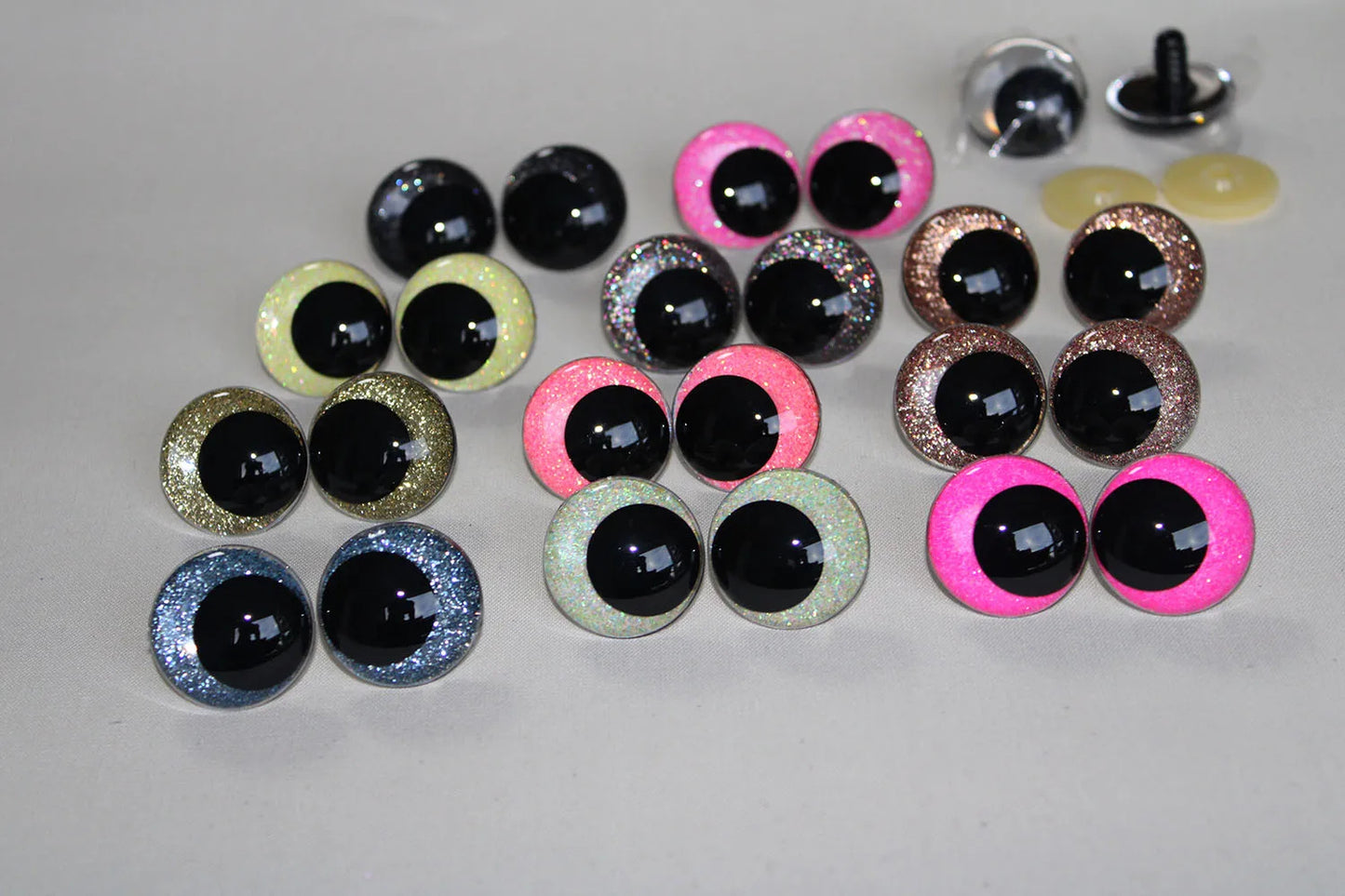 10Pairs Size 14mm 16mm 18mm 23mm 28mm Cartoon Round Glitter Funny Style Safety Eyes and washer #DIY doll animal plushies stuffed amigurumi making