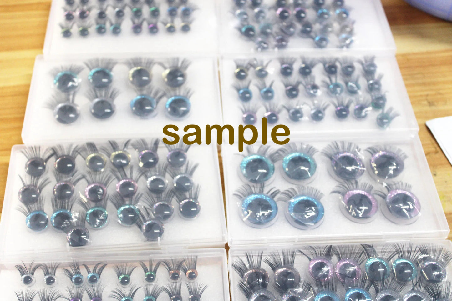 1 box of 12mm/18mm/20mm/25mm/30mm Glitter Colour Safety Eyes with Eyelashes Series and Washers #DIY amigirumi plush stuffed making - colour option selection