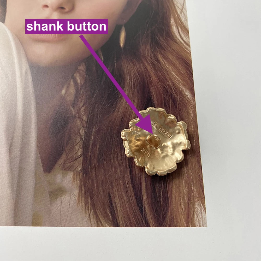 Grid Gold Metal Shank Sewing Button, 20mm-30mm, 10PCs