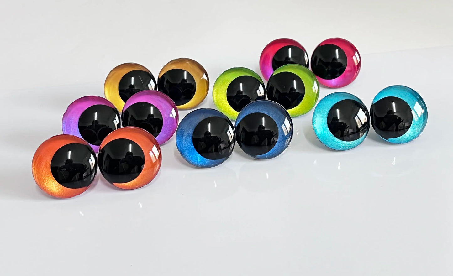 12-14-16-18-20-25-30-35mm 10Pairs Colourful Painted 3D Safety Eyes Black Pupil Eyes and Washer #DIY plush amigurumi doll animal toy making