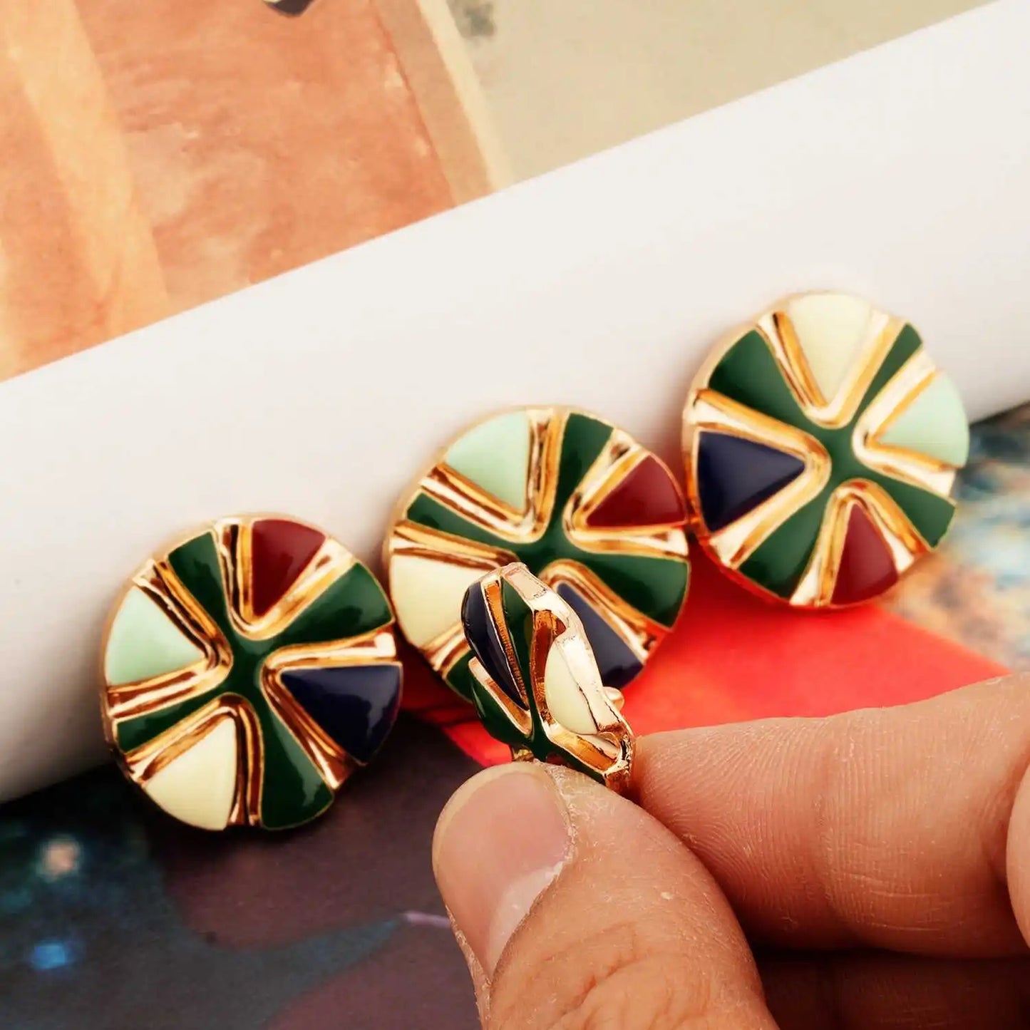 5PCs 25mm Round Colourful Metal Shank Style Button #DIY overcoat clothing needlework blazer jacket coat cardigan buttons