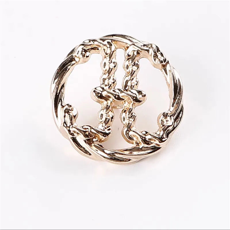 10PCs 18mm/20mm/23mm/25mm Gold Silver Round Hollow Metal Button