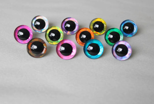 10Pairs Size 25mm 30mm 35mm 12 kind colours 3D Glitter Plush Safety Eyes with Glitter Colour and Washer #DIY Plush Amigurumi Stuffed Doll Toy making