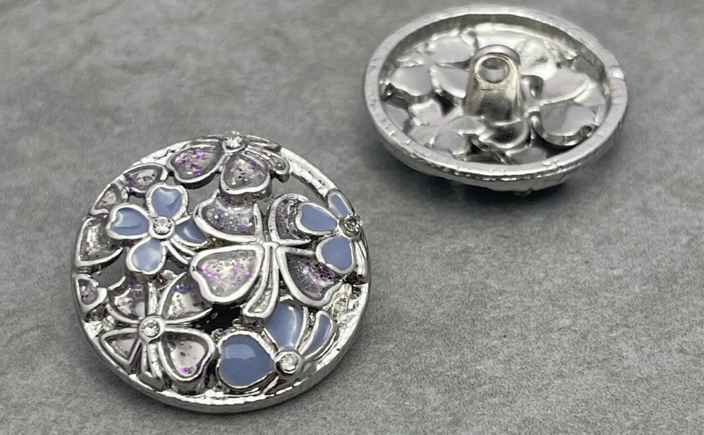 10PCs 17.5mm 22.5mm Round Metal Button Hollow Style 4 Petals Design 2 Colours option