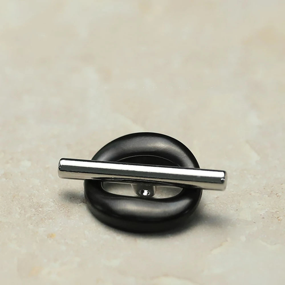 10PCs 20.5mm-25mm-32mm Metal Button Hollow Shank Oval Design in Black and Gold