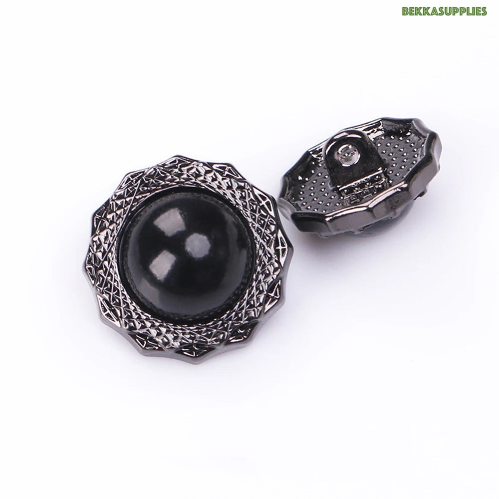 16mm 22mm Black Metal Button with Shank Style Round Black Metal Button