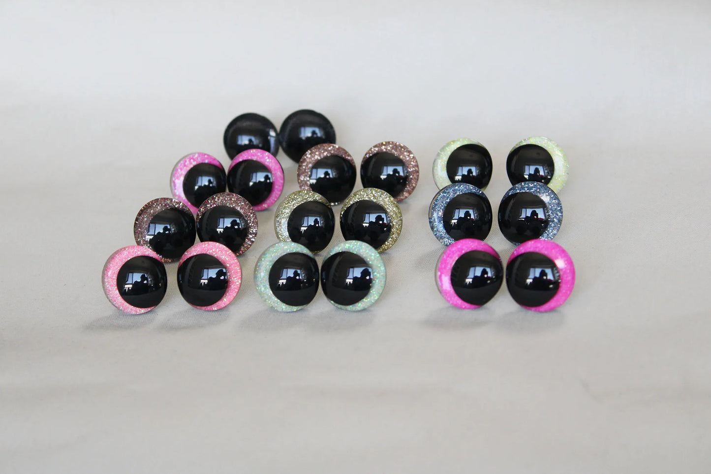 10Pairs Size 12/14/16/18/20/25/30/35mm Cartoon 3D Glitter Funny Style Safety Eyes with glitter colour and washer #DIY Plush Stuffed Amigurumi Doll Toy making